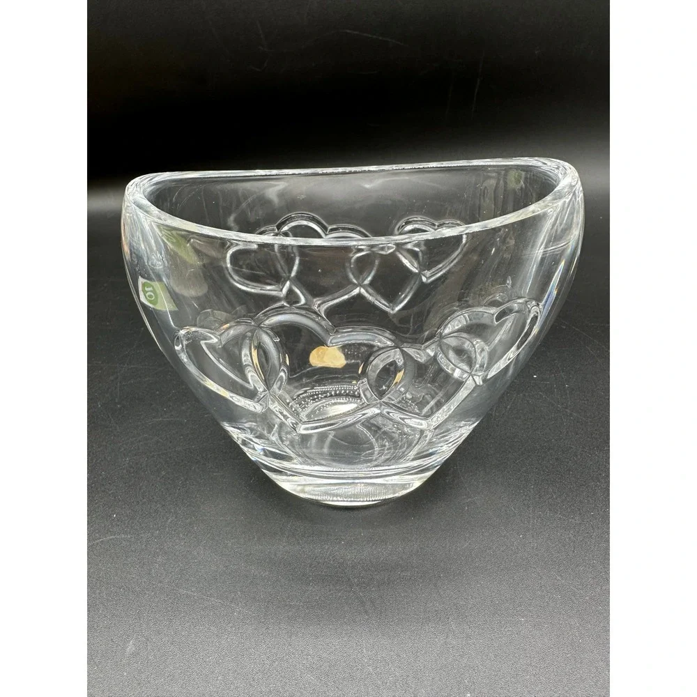Lead Crystal Heart‎ Bowl Vintage Heavy Crystal Valentine Centerpiece Decor